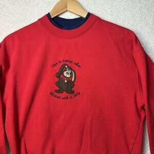 Vintage Life is Better When Shared With a Dog Crewneck Sweatshirt Size Medium
